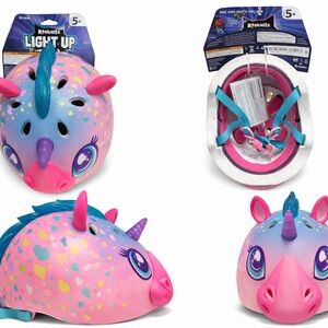 Kids Unicorn Light-Up Bike Helmet - Pink & Purple